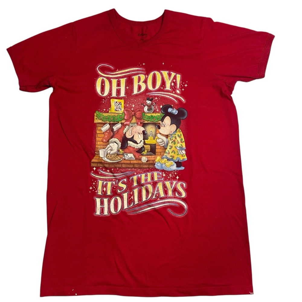 Disney‎ Red Holiday Tee with Mickey and Friends sleep shirt